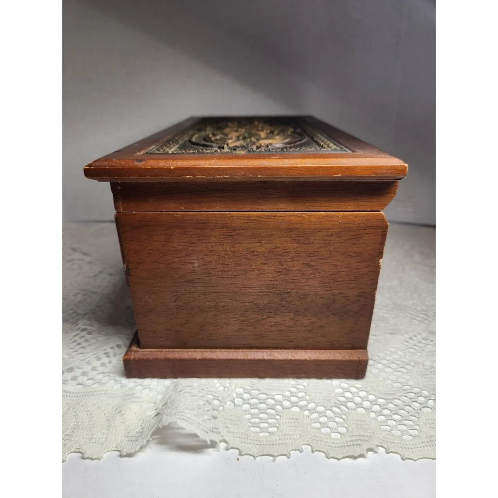 Vtg Wooden Musical Jewelry Box Organizer Storage with 2 Drawers 